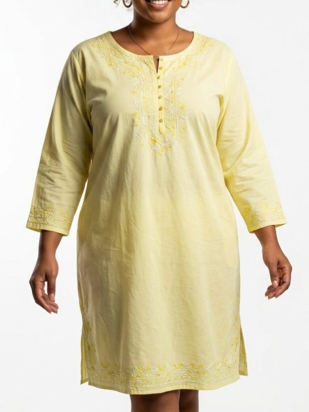 Secret Treasures Cottagecore Yellow Embroidered Cotton Nightgown 3X